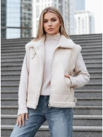 Dámská kožená vesta s ovčí kůží béžová FashionStreet TY5238z