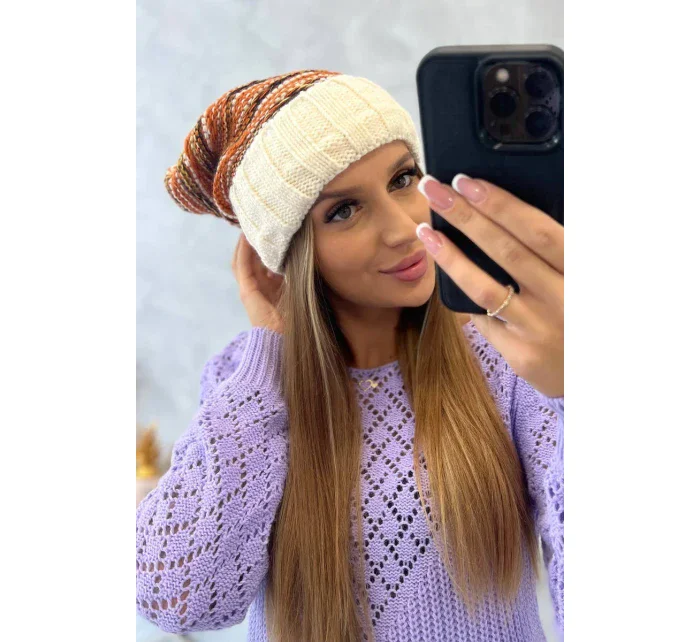 Dámská čepice Feba K330 ecru+red Dámská čepice Feba K330 ecru+red