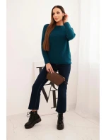 Dámský svetr z baby alpaky s dlouhým rukávem mořský