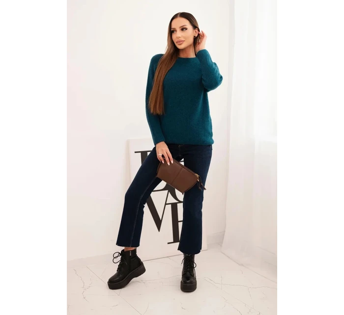 Dámský svetr z baby alpaky s dlouhým rukávem mořský