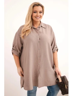 Dámská košile Plus Size z viskózy s delším zadním dílem fango