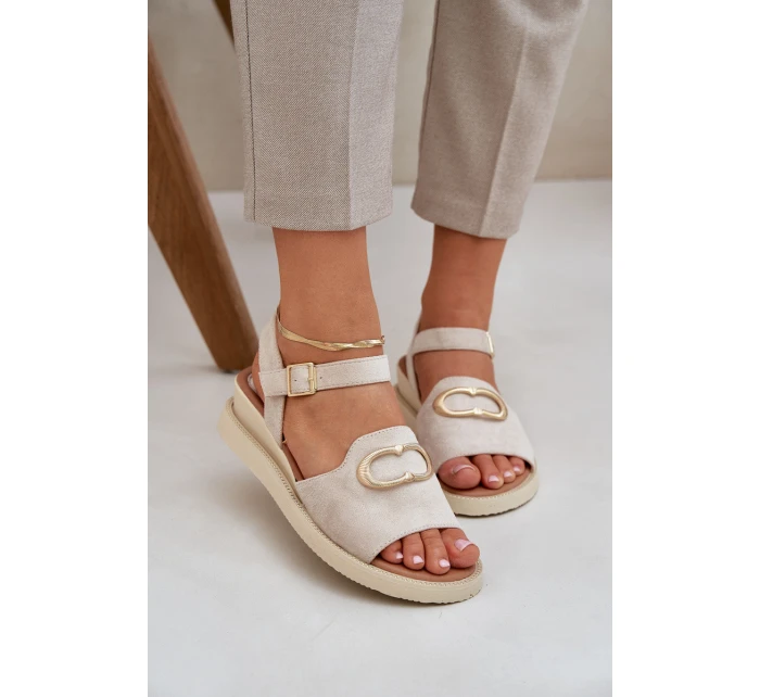 Dámské Sandály Na Klínu S Ozdobou Béžové Salianes