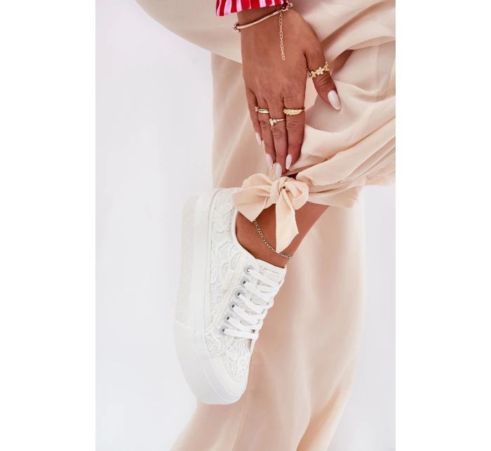 Dámské Krajkové Tenisky Big Star RR274747 Bílé