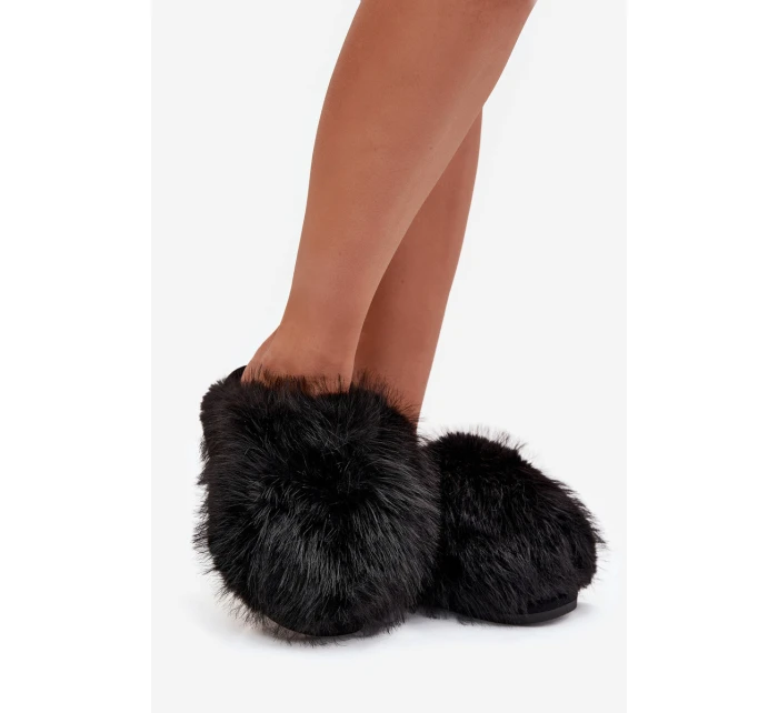 Kožešinové dámské pantofle černé model 21709082 - Boto Kožešinové dámské pantofle černé model 21709082 - Boto