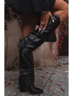 kovbojské boty na podpatku z eko kůže černé model 21715098 - Boto