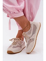 Dámské síťované tenisky z semiše světle béžové Gelina