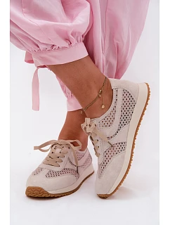 Dámské síťované tenisky z semiše světle béžové model 22123261 - EVENTO