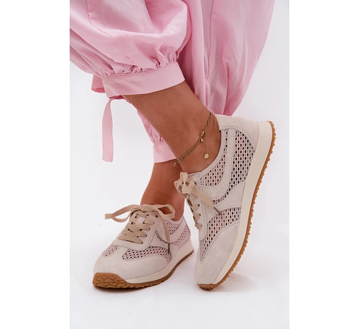 Dámské síťované tenisky z semiše světle béžové model 22123261 - EVENTO