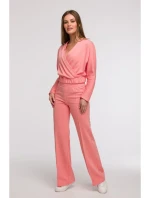 Široké kalhoty s předními korálová barva model 21047265 - BeWear Široké kalhoty s předními korálová barva model 21047265 - BeWear