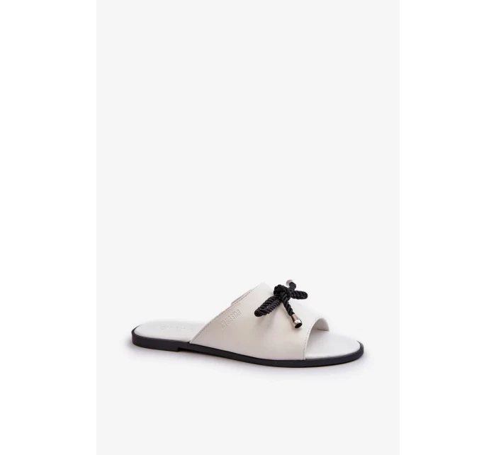 Dámské pantofle z eko kůže Big Star Bílé