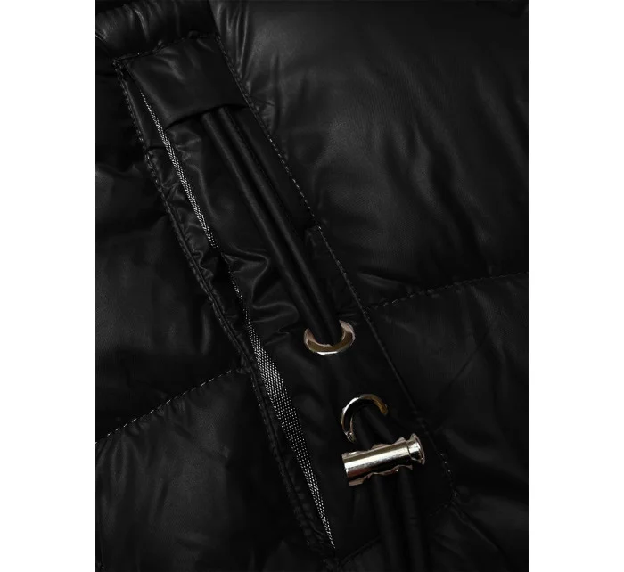 Jednoduchá černá dámská zimní bunda s ozdobnými kapsami S'west (B8259-1)