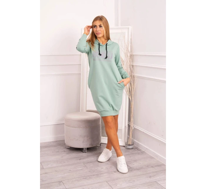 Šaty s model 21752976 potiskem tmavě mátové - K-Fashion