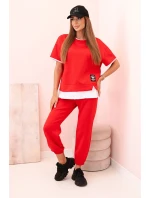 Dámská máslová souprava s krátkým rukávem a kalhotami červený Dámská máslová souprava s krátkým rukávem a kalhotami červený