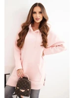 Zateplená mikina s rozparky na bocích pudrově růžová Zateplená mikina s rozparky na bocích pudrově růžová