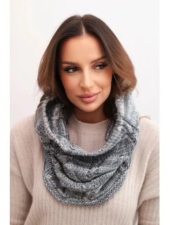 Dámský pletený měkký melírovaný zimní šál KN25 šedý+grafitový