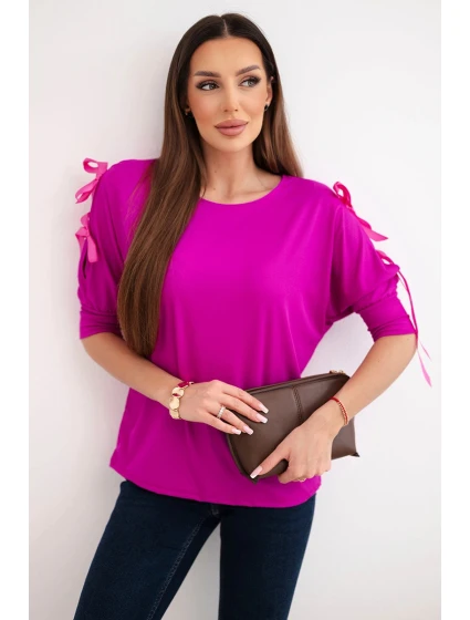 Dámská viskózová blůza s tmavě fialová model 21961388 - K-Fashion Dámská viskózová blůza s tmavě fialová model 21961388 - K-Fashion