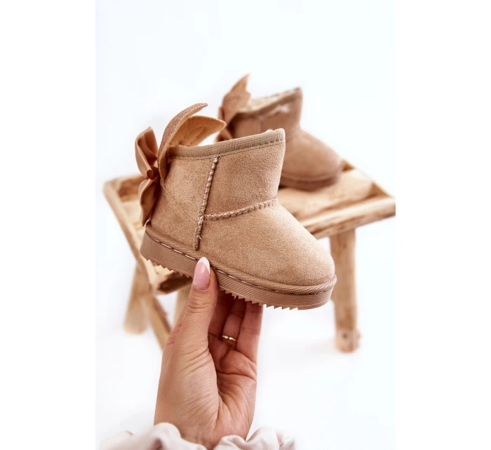 Dívčí teplé sněhule s mašlemi Béžove model 21597291 - Boto Dívčí teplé sněhule s mašlemi Béžove model 21597291 - Boto