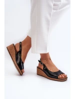 Dámské lakované sandály na platformě Sergio Leone SK301 Černé