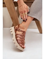 Kožené Dámské Sandály Zazoo model 21682178 Camel - Boto Kožené Dámské Sandály Zazoo model 21682178 Camel - Boto