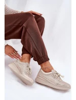 Dámské Kožené Sportovní Tenisky Zlaté model 21686723 - VINCEZA Dámské Kožené Sportovní Tenisky Zlaté model 21686723 - VINCEZA