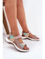 Dámské Sportovní Kožené Sandály Béžové model 21695390 - VINCEZA Dámské Sportovní Kožené Sandály Béžové model 21695390 - VINCEZA