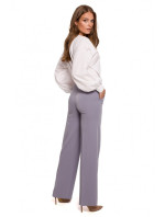 K114 Klasické kalhoty s rovnými nohavicemi - holubičí šedá