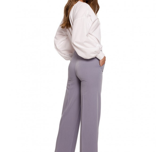 K114 Klasické kalhoty s rovnými nohavicemi - holubičí šedá