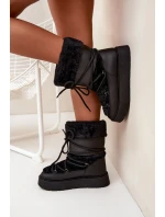 Dámské sněhule na platformě s kožíškem a šněrováním Marinna – černé Dámské sněhule na platformě s kožíškem a šněrováním Marinna – černé