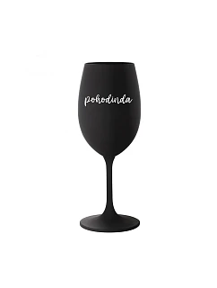 POHODINDA - černá sklenice na víno 350 ml