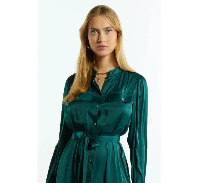 Dámské saténové šaty Bottle 1210-009 zelené - Monnari Dámské saténové šaty Bottle 1210-009 zelené - Monnari