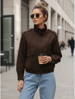 FashionStreet dámská semišová bunda bomber v čokoládové barvě TY5571