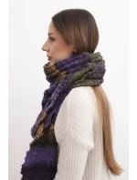 Komin dámský vlněný melírovaný měkký šátek na zimu KN20 fialový