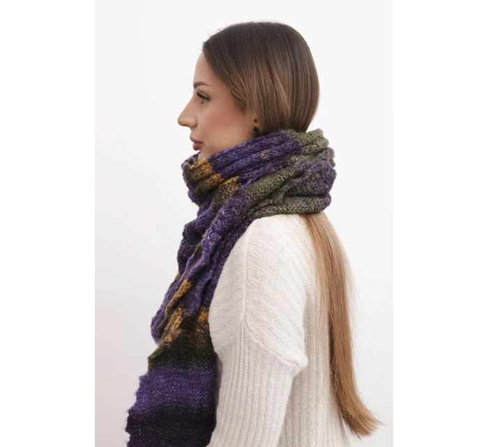 Komin dámský vlněný melírovaný měkký šátek na zimu KN20 fialový