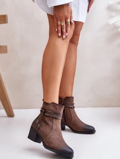 Dámské boty na podpatku z podšívkou hnědé model 21672425 - Boto