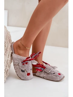 Vánoční Pantofle S Motivem Sobů Tmavě Béžové Sylaia