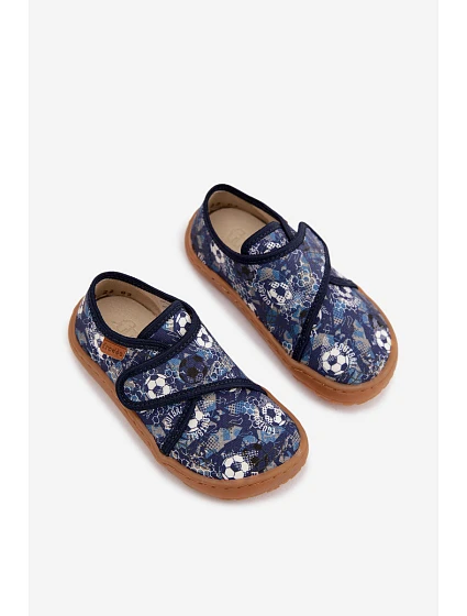 Dětské domácí boty pro na suchý zip Barefoot tmavě modré model 22007348 - Froddo Dětské domácí boty pro na suchý zip Barefoot tmavě modré model 22007348 - Froddo