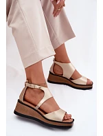 Kožené sandály na platformě Maciejka K7471-26 Zlaté