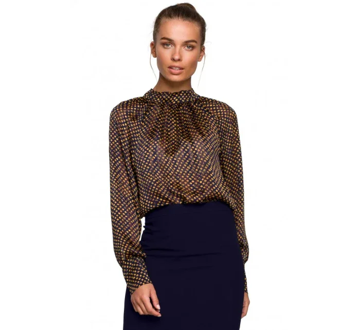 S235 Chiiffonová halenka se zavazováním na zádech - model 3