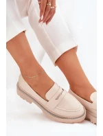 Dámské eko kožené mokasíny s cyrkoniemi Wilamla – béžové Dámské eko kožené mokasíny s cyrkoniemi Wilamla – béžové