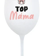 TOP MÁMA - bílá sklenice na víno 350 ml