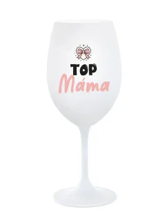 TOP MÁMA - bílá sklenice na víno 350 ml