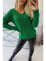 Svetr S202-15 s výstřihem do V zelený - Kesi Svetr S202-15 s výstřihem do V zelený - Kesi