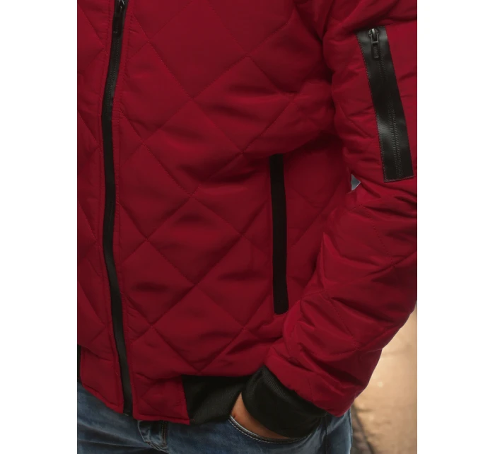 Pánská prošívaná bunda bomber vínová model 21962013 - FashionStreet