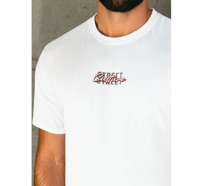 Pánské bílé tričko s potiskem Dstreet RX5421