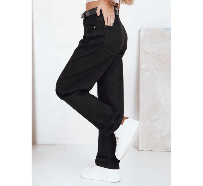 Dámské široké černé džíny FashionStreet UY2760
