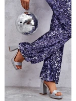 Lesklé Sandály Na Mohutném Podpatku Stříbrné Calmi Lesklé Sandály Na Mohutném Podpatku Stříbrné Calmi