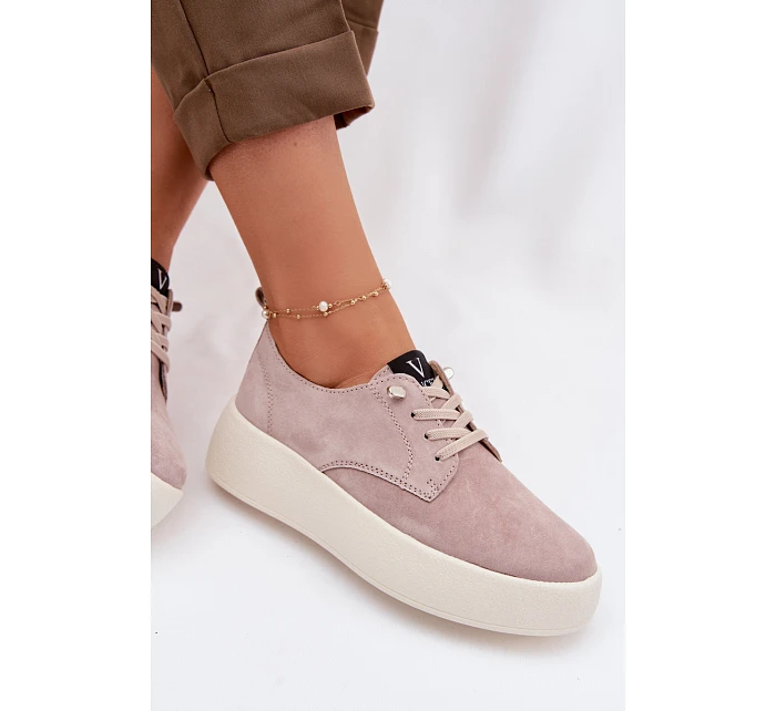 Semišové dámské polobotky na platformě Vinceza 79605 béžové