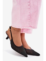 Síťové Sandály na Tenko Podpatku Černé Calora Síťové Sandály na Tenko Podpatku Černé Calora