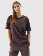 Unisex bavlněné tričko 4FAW23TTSHU0885-81S hnědé - 4F