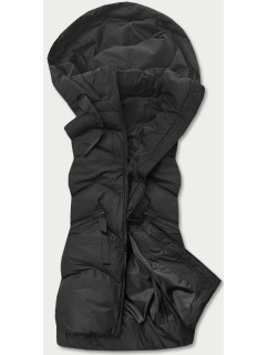 Dlouhá černá dámská vesta s kapucí model 17552853 - J.STYLE